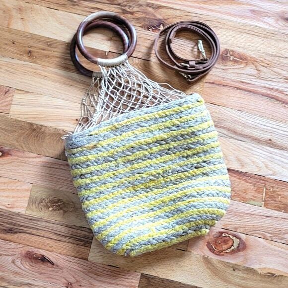 Nanette Lepore Clemintine Jute Bucket Shoulder Bag - Picture 1 of 15